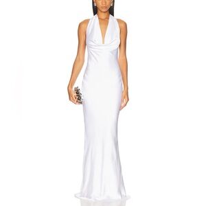 Norma Kamali Halter Drape Bias Gown